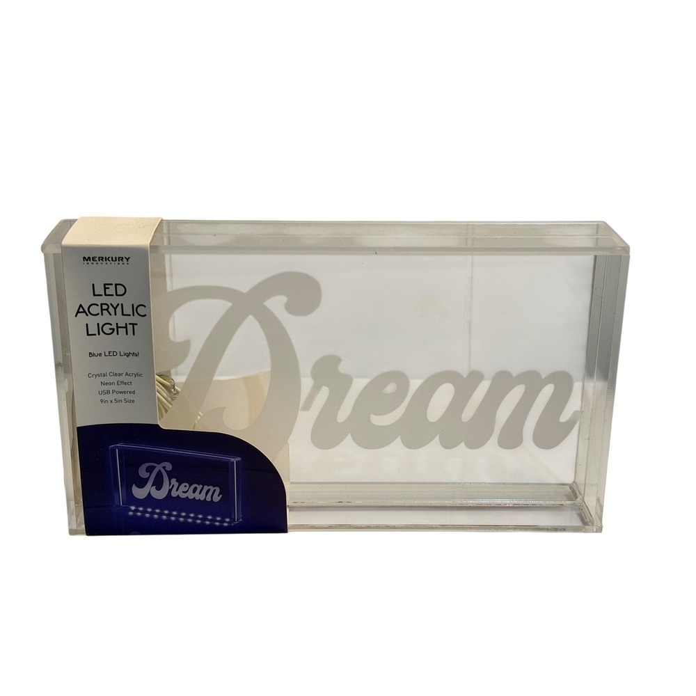 Merkury Innovations LED Acrylic Dream Neon‎ Effect USB Sign Blue Desktop Light